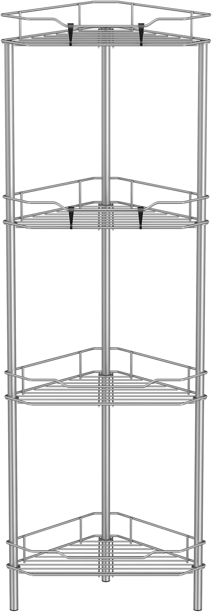 Casual 4 Tier Floor Standing Corner Shower Caddy Organizer Shelf with Hooks Bathroom Shelves Stand Rack GrayAbout ThisOverview Soft