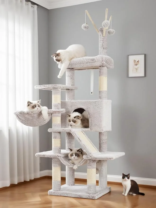 Authentic Cat Tree Cat Condo with Cat Scratching Post and Board Cat Hammock Muchroom World-Class