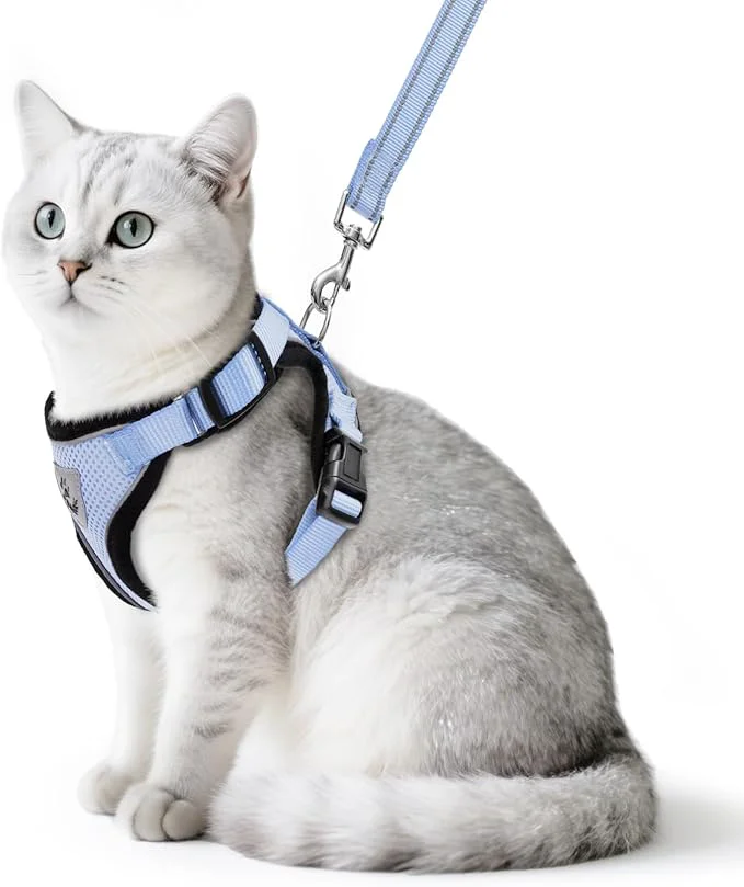 Certified PUPTECK Cat Harness and Leash Set Escape Proof Reflective Cat Walking Harness Healthy