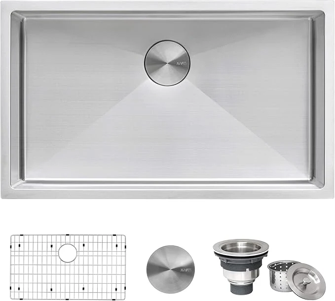 Easy-to-Use Ruvati 32-inch Rounded Corner Undermount Kitchen Sink Single Bowl – 16 Gauge Stainless Steel Kitchen Sink with Accessories and Brushed Finish hides scratches Easy-to-Clean Undermount Sinks - RVH7400About ThisOverview Artisan