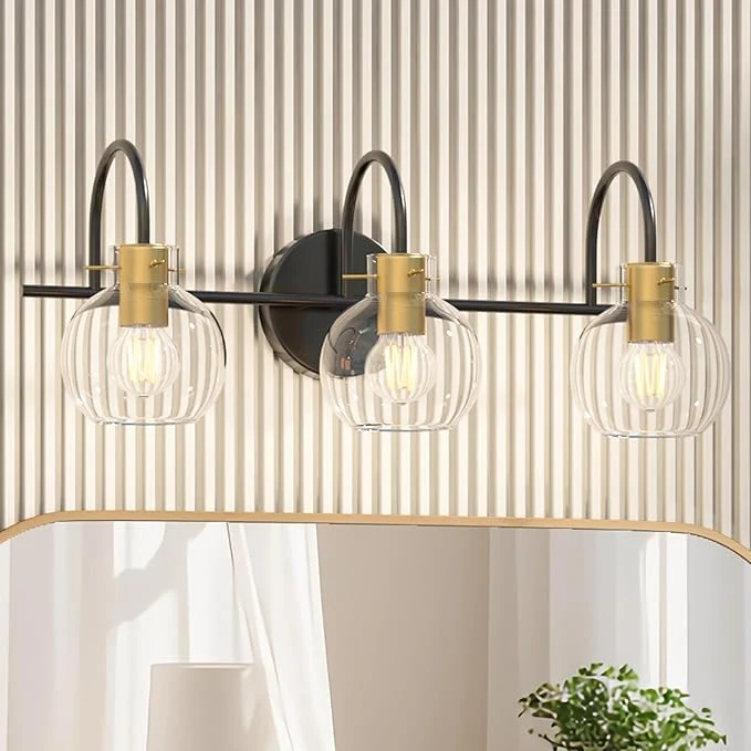 Healthy Bathroom Vanity Light Fixtures 3 Light Brushed Black Wall Sconces Modern Bathroom Lighting Over Mirror UL with Glass Shades Vanity Lights for Bathroom Bedroom HallwayAbout ThisOverview Comfortable