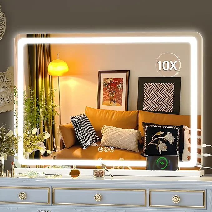 Pure Hasipu Vanity Mirror with Lights 27.6 x 20 LED Makeup Mirror Lighted Makeup Mirror with Dimmable 3 Modes Touch Screen Control Vanity Mirror Round WhiteAbout ThisOverview Long-Lasting