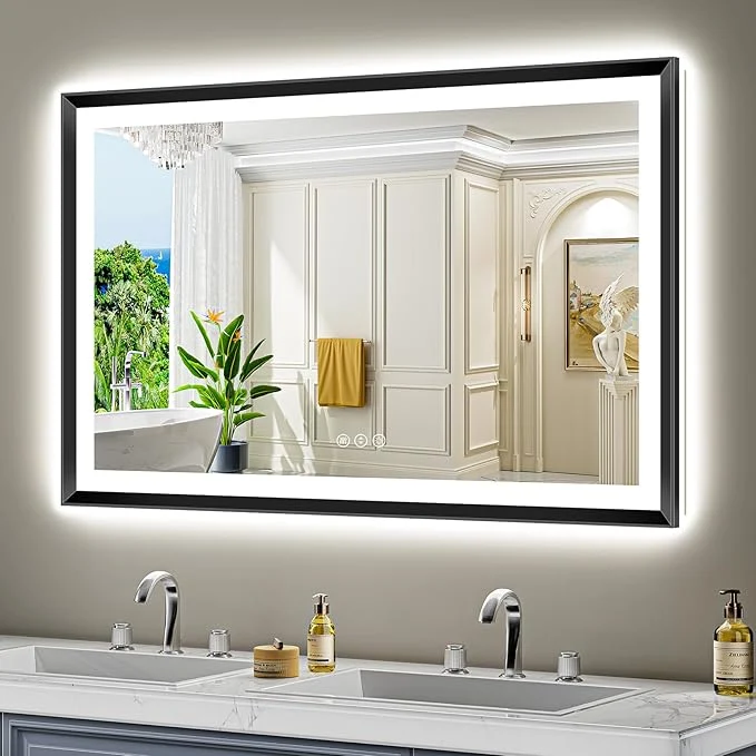 Artisan 51x32 Black Framed LED Bathroom Mirror with Lights Backlit and Front Light Lighted Bathroom Vanity Mirror for Wall Dimmable Anti-Fog Memory Tempered Glass Horizontal VerticalAbout ThisOverview Carefully Designed