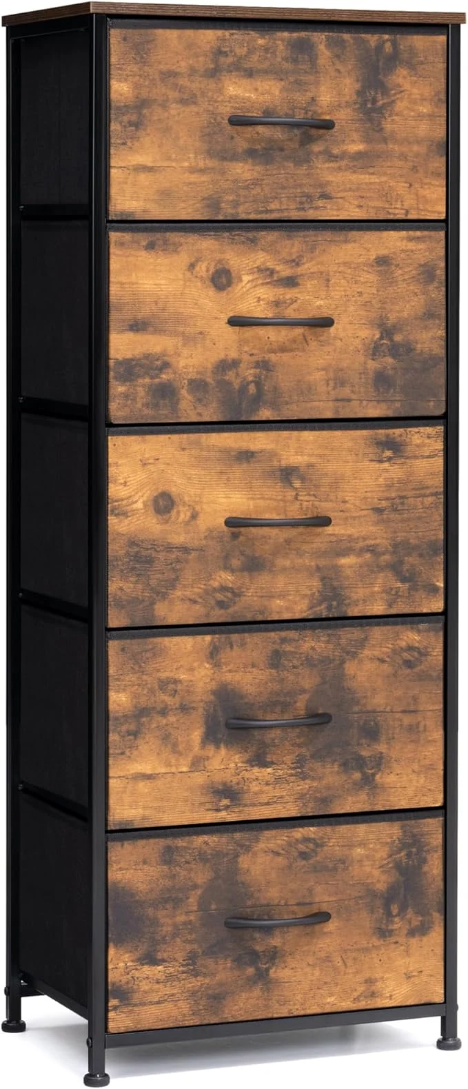 Consistent Crestlive Products Vertical Dresser Storage Tower - Sturdy Steel Frame Wood Top Easy Pull Fabric Bins - Organizer Unit for Bedroom Hallway Entryway Closets - 5 Drawers Rustic Brown About ThisOverview Carefully Designed