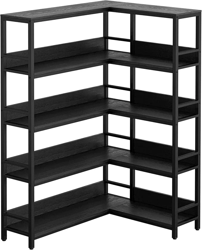 Classic IRONCK Corner Bookshelf 5 Tiers Industrial Corner Bookcase with Baffles Etagere L Shaped Bookshelves with Metal Frame Corner Shelf Storage Rack for Living Room Home OfficeAbout ThisOverview Artisan