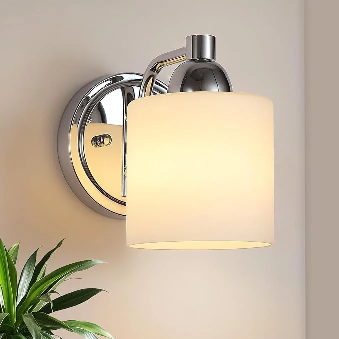Elite Polished Chrome Milk Glass Wall Sconces 1 Pack Hardwired Indoor Wall Light Fixtures for Living Room Hallway Bedroom Ceramic E26 Sockets Bulbs Not Included About ThisOverview Convenient