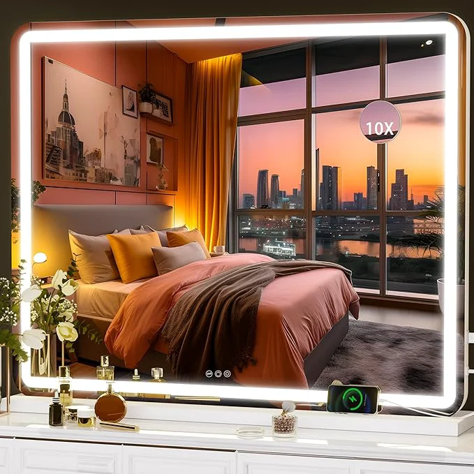 Carefully Designed Hasipu Vanity Mirror with Lights 39.4 x 30 LED Makeup Mirror Lighted Makeup Mirror with Dimmable 3 Modes Touch Screen Control Vanity Mirror Round WhiteAbout ThisOverview Elegant