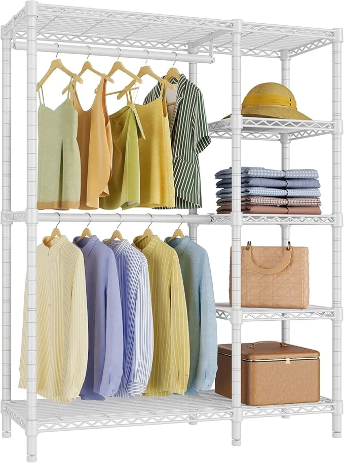 Advanced VIPEK V7 Garment Racks for Hanging Clothes Heavy Duty Clothes Rack with Shelves Portable Closet Rack Metal Clothing Racks 5 Tiers standing Closet Wardrobe System Max Load 670lbs WhiteAbout ThisOverview Green