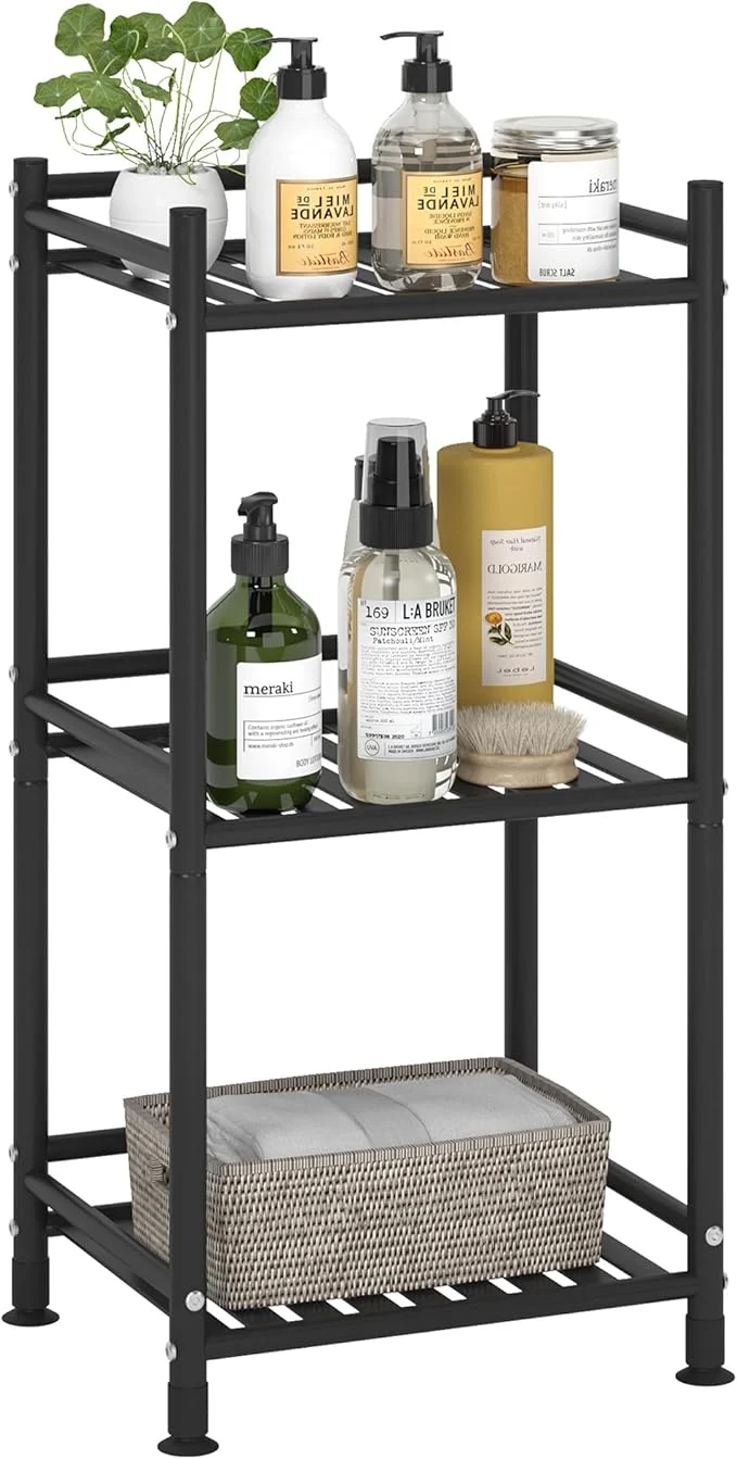 Artisan 3 Tier Bathroom Storage Open Shelf Unit -Standing Metal Corner Rack Shelving for Kitchen Living Room Hallway Matte Black 3 Tier About ThisOverview Specialty