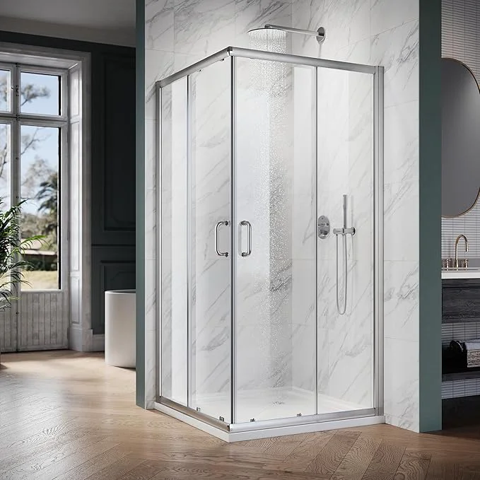 World-Class ELEGANT Corner Shower Enclosure For Bathroom 36 in.D x 36 in. W x 72 in. H Double Sliding Shower Door with 1 4 in. Clear Glass Brushed Nickel Shower Base Not Included About ThisOverview Premium Material