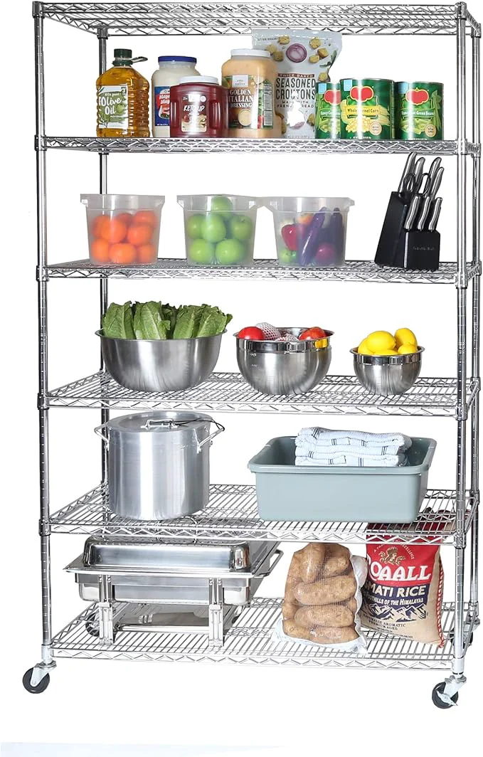 Smart Seville Classics UltraDurable Heavy Duty NSF Solid Steel Wire Rack Storage Unit Wheels 6-Tier Shelving 48 W x 18 DAbout ThisOverview Effective