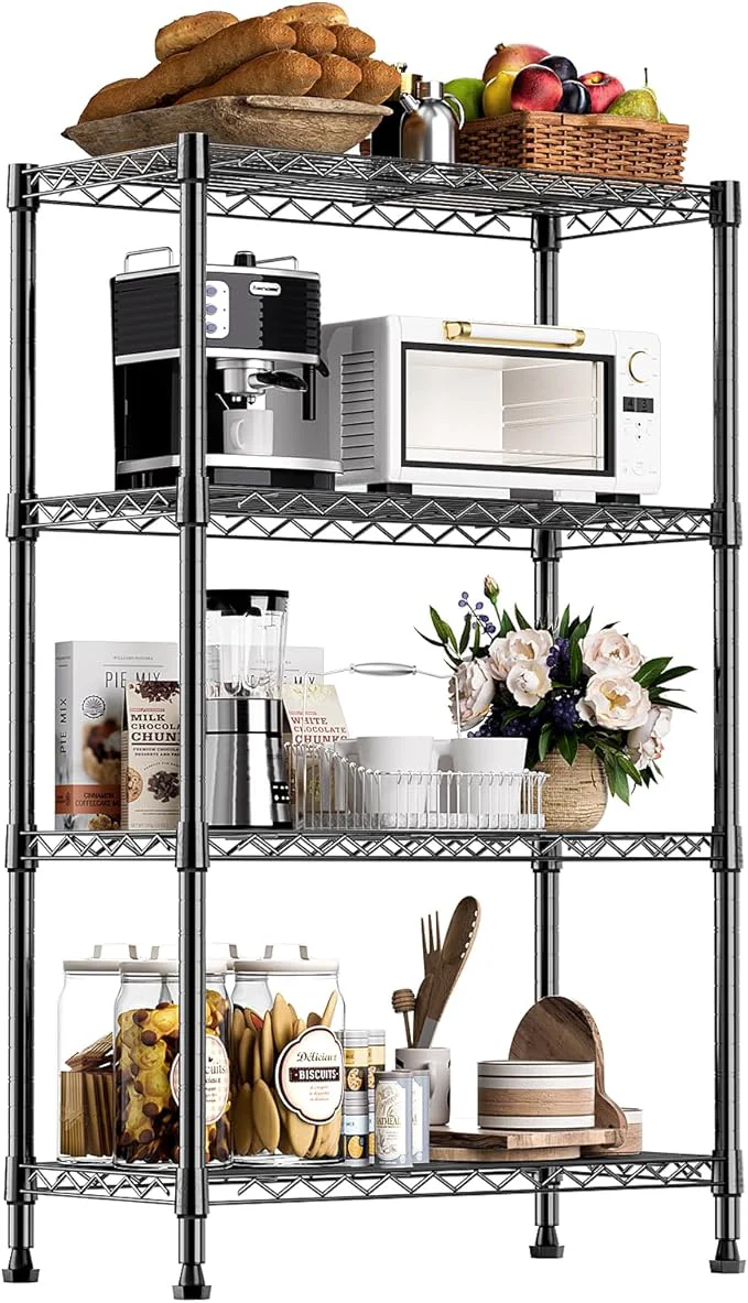 Sustainable 1000 lbs Storage Shelving Steel Heavy Duty 4-Tier Utility Shelving Unit Steel Organizer Wire Rack for Home Kitchen Office Black 13.7 D x 23.6 W x 53.4 H About ThisOverview Superior