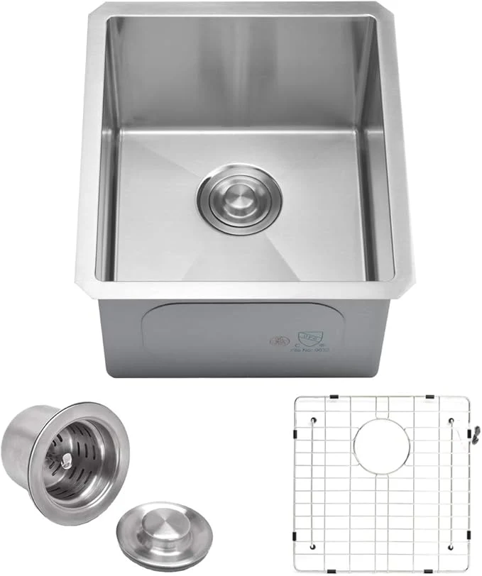 Soft VADANIA 16-Inch Bar Prep Sink 16 x18 x10 Single Bowl Undermount 18 Gauge T304 Stainless Steel Satin Finish with Strainer Bottom Grid cUPC listedAbout ThisOverview Authentic