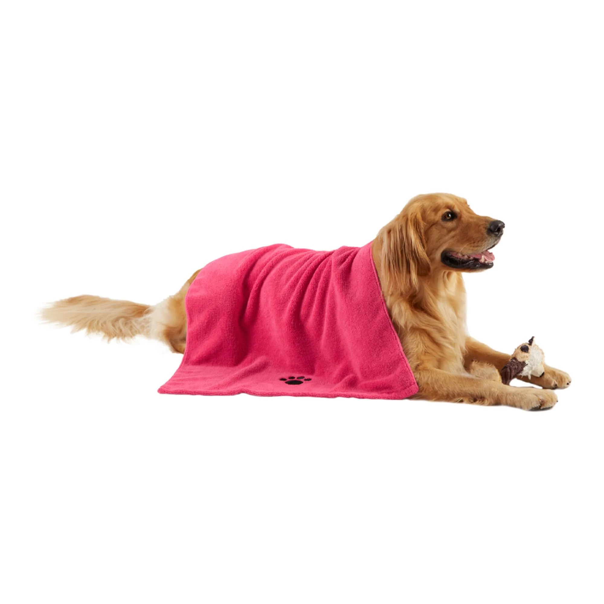 Casual Bone Dry Pet Grooming Microfiber Towel Embroidered Collection X-Large 41 x 23.5 Raspberry Sorbet Functional