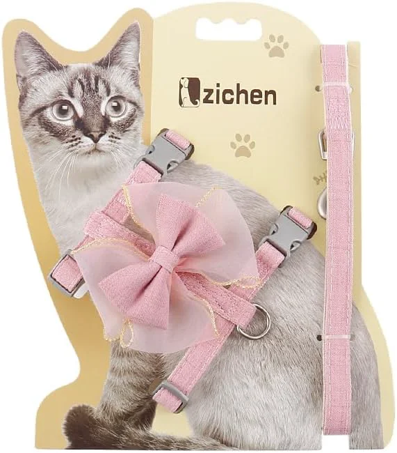 Advanced Adjustable Cat Harness with Leash and Bow-Tie Original Design