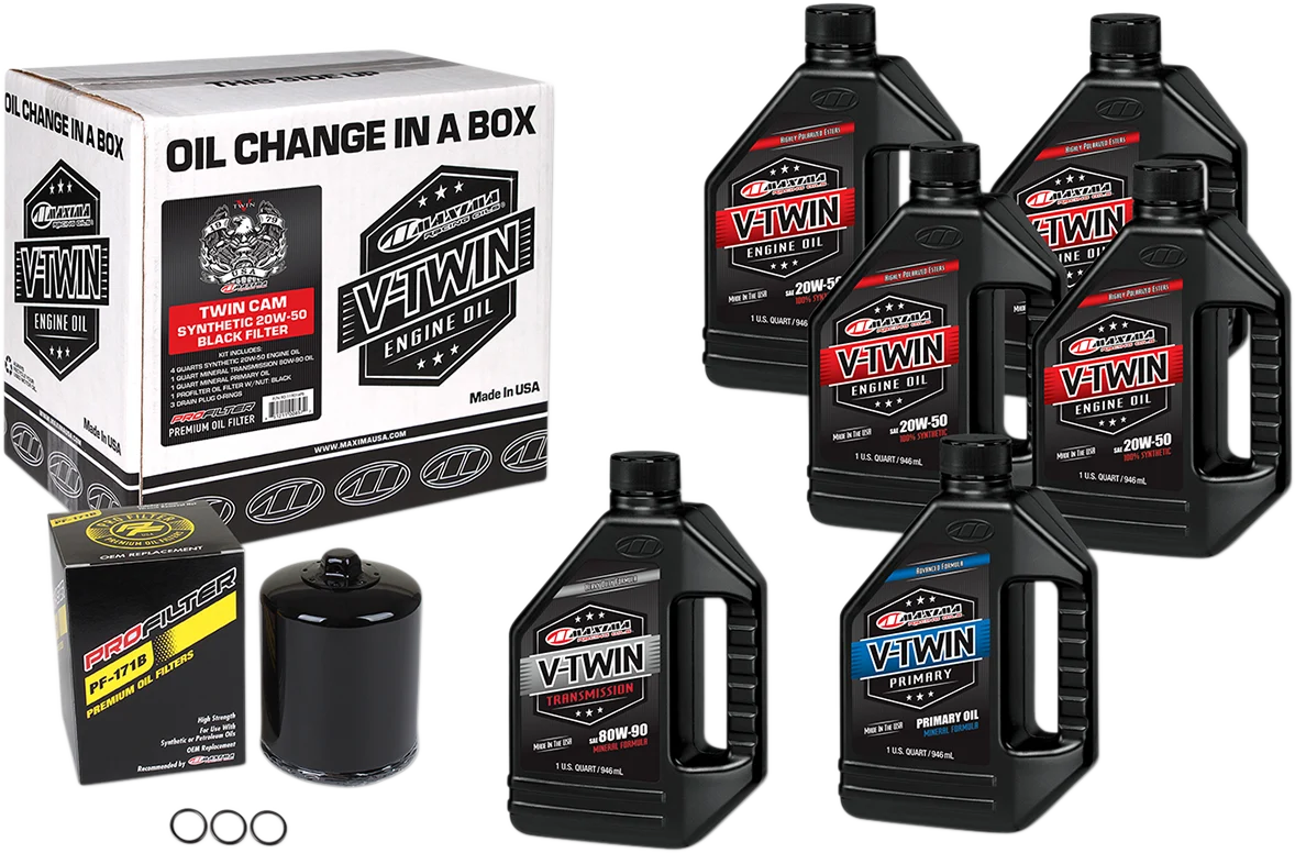 Traditional MAXIMA RACING OIL Twin Cam Synthetic 20W-50 Oil Change Kit - Black Filter 90-119016PB Fashionable
