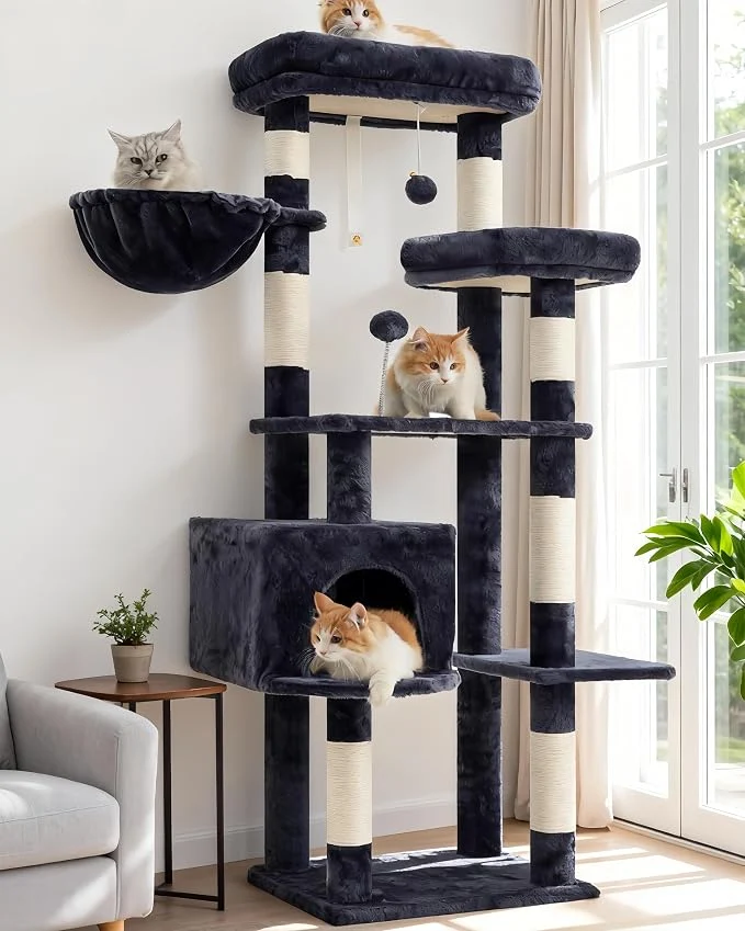 Breathable Cat Tree for Indoor Cats 55.1 inch Cat Tower Trusted