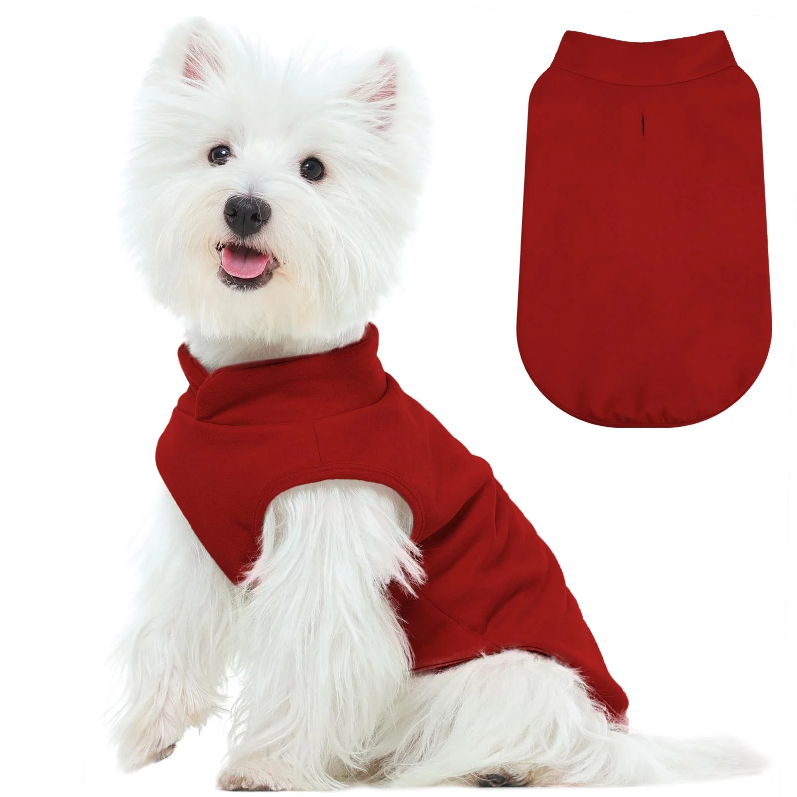 Environmentally Friendly FUAMEY Dog Fleece Vest for Small Dogs — Warm Stretchy Sweater with Leash Hole Red S Proven