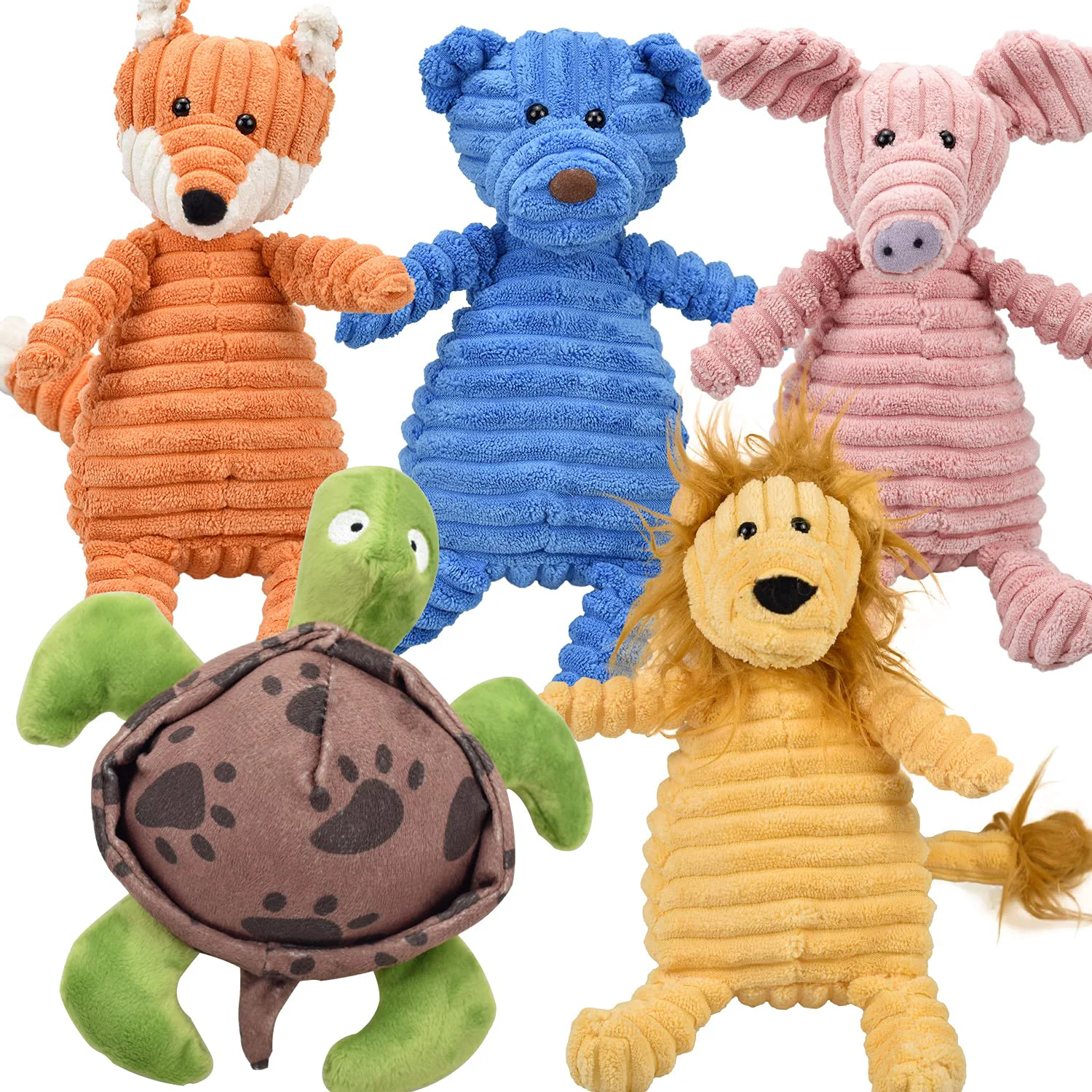 Crafted LECHONG 5Pack Dog Squeaky Plush Toys – Plush Toy Assortment for Puppies Dogs Lightweight
