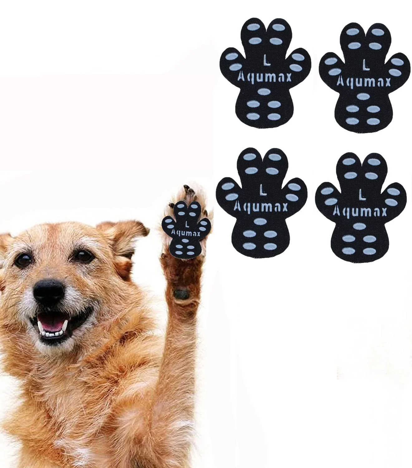 Next-Generation Aqumax Dog Paw Protector Anti-Slip Pads Senior Dog Toe Grips for Slippery Floors 48 pcs Size L Black Verified