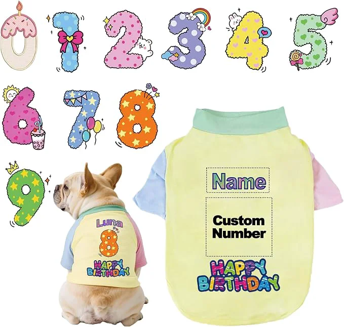 Premium Custom Dog Birthday Shirt Personalized Pet Apparel Print Top-Quality