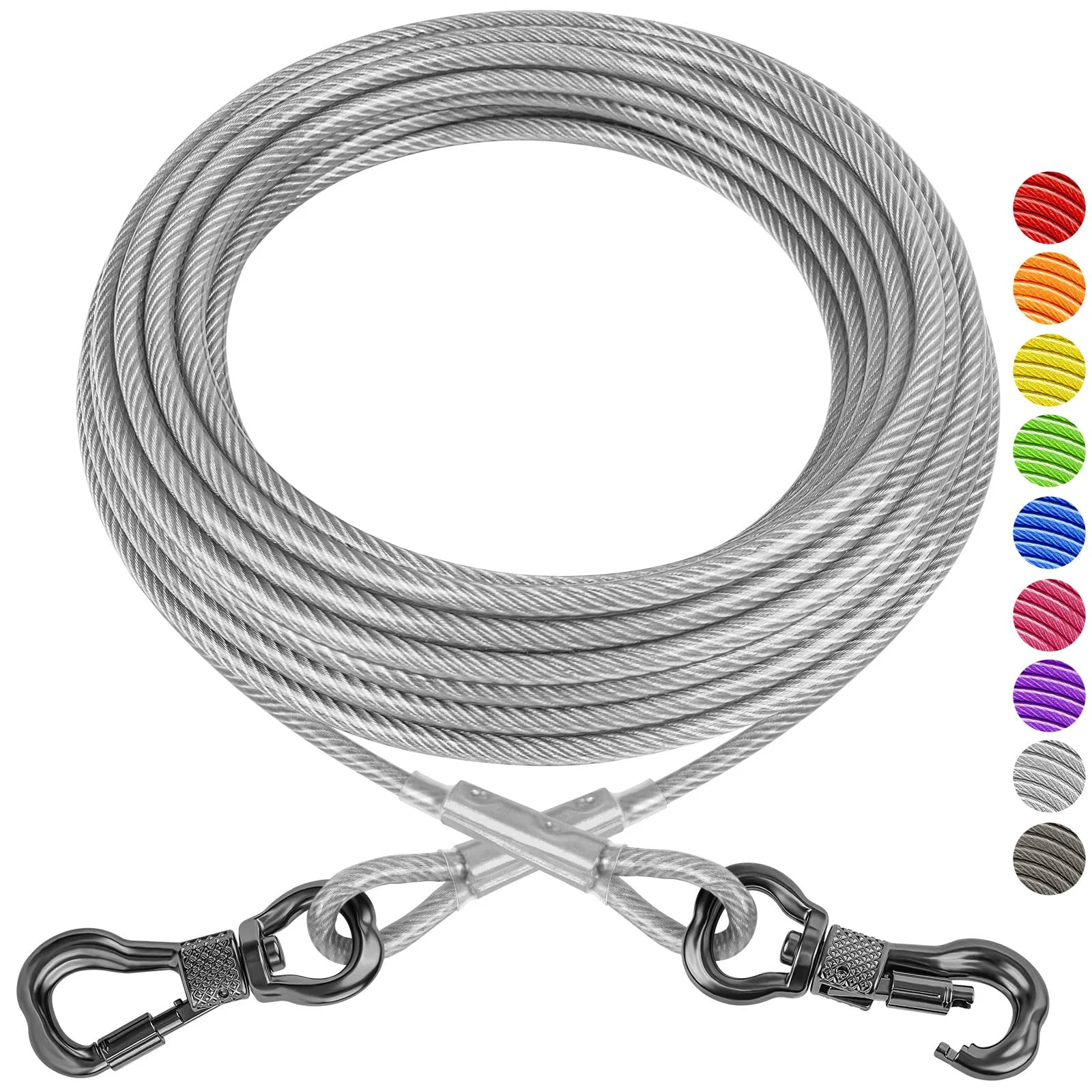 Exceptional XiaZ 30ft Heavy Duty Dog Tie Out Cable with Lockable Hook – Stainless Steel Reflective Anti-Rust Verified