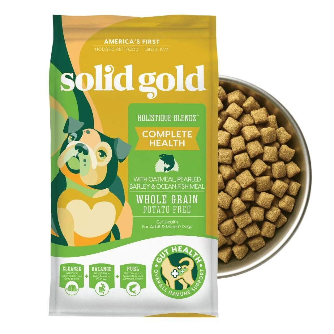 Pure Solid Gold Dry Dog Food for Adult Senior Dogs – Potato High Fiber Fish Whole Grains – 4LB Crafted