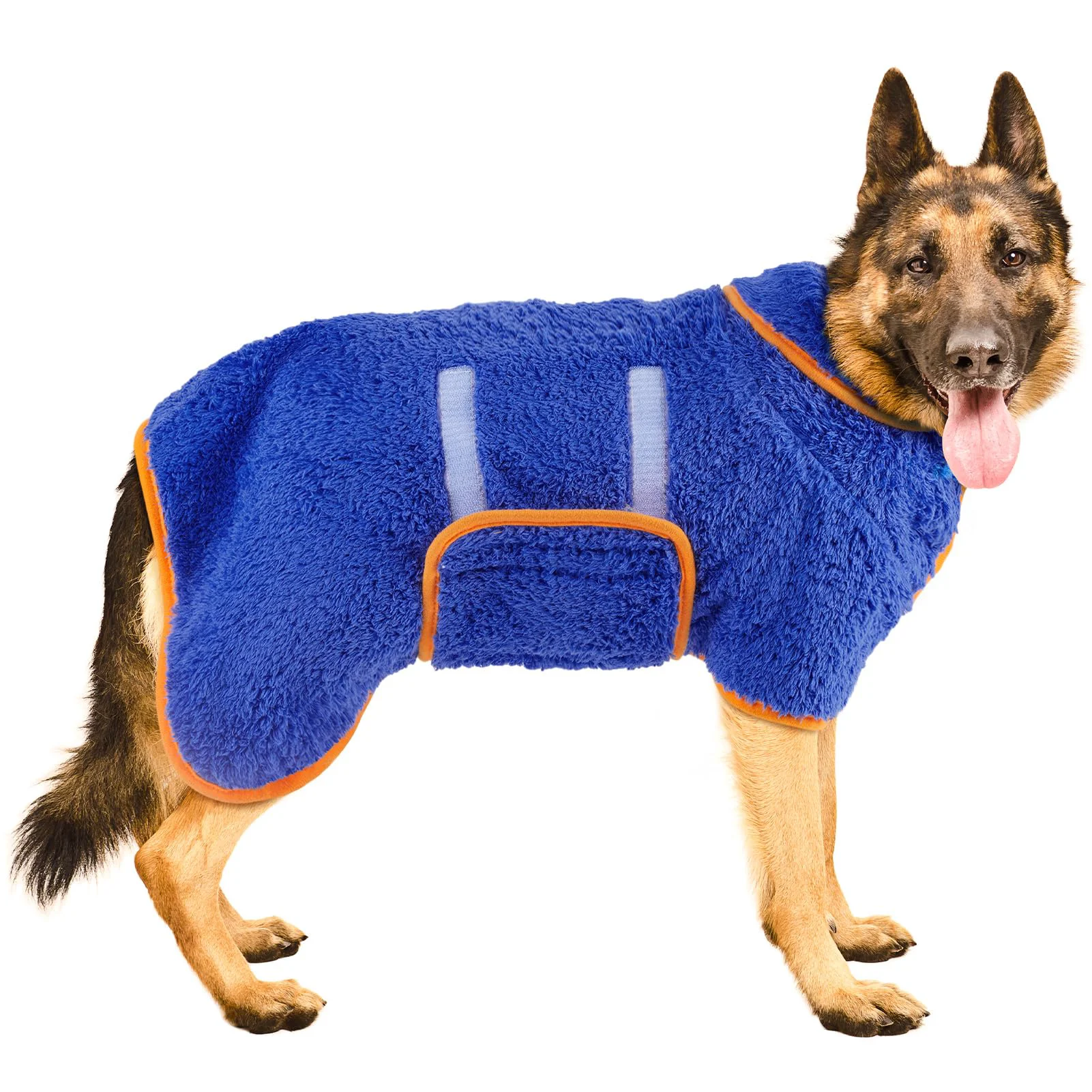 Reusable Bienbee Dog Bathrobe - Quick-Drying Ultra-Absorbent Post-Bath Towel Dark Blue XXL Enhanced