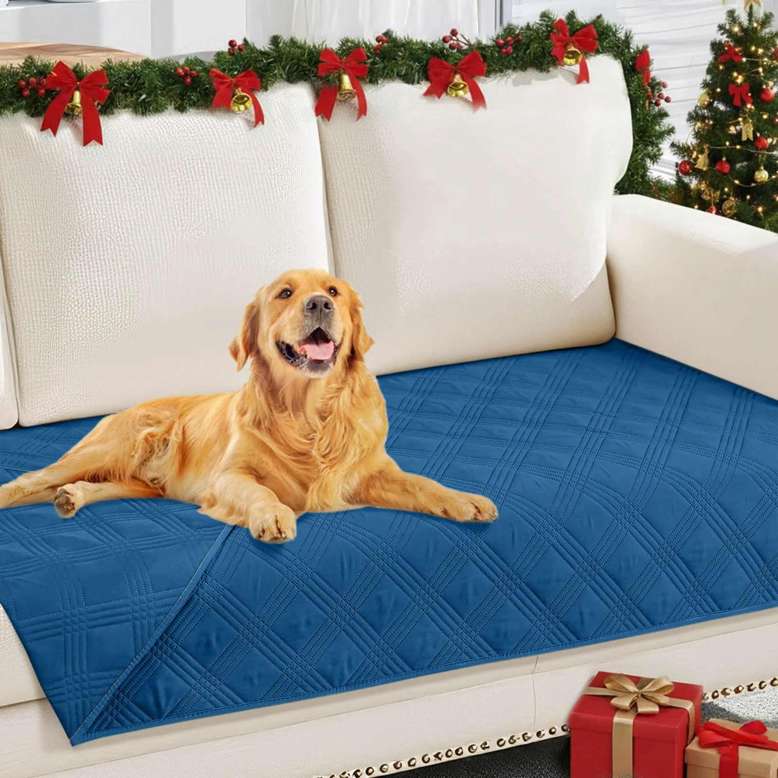 Verified hyha Waterproof Dog Blanket - Reversible 30x70 Navy Blue Sofa Protector Washable Genuine