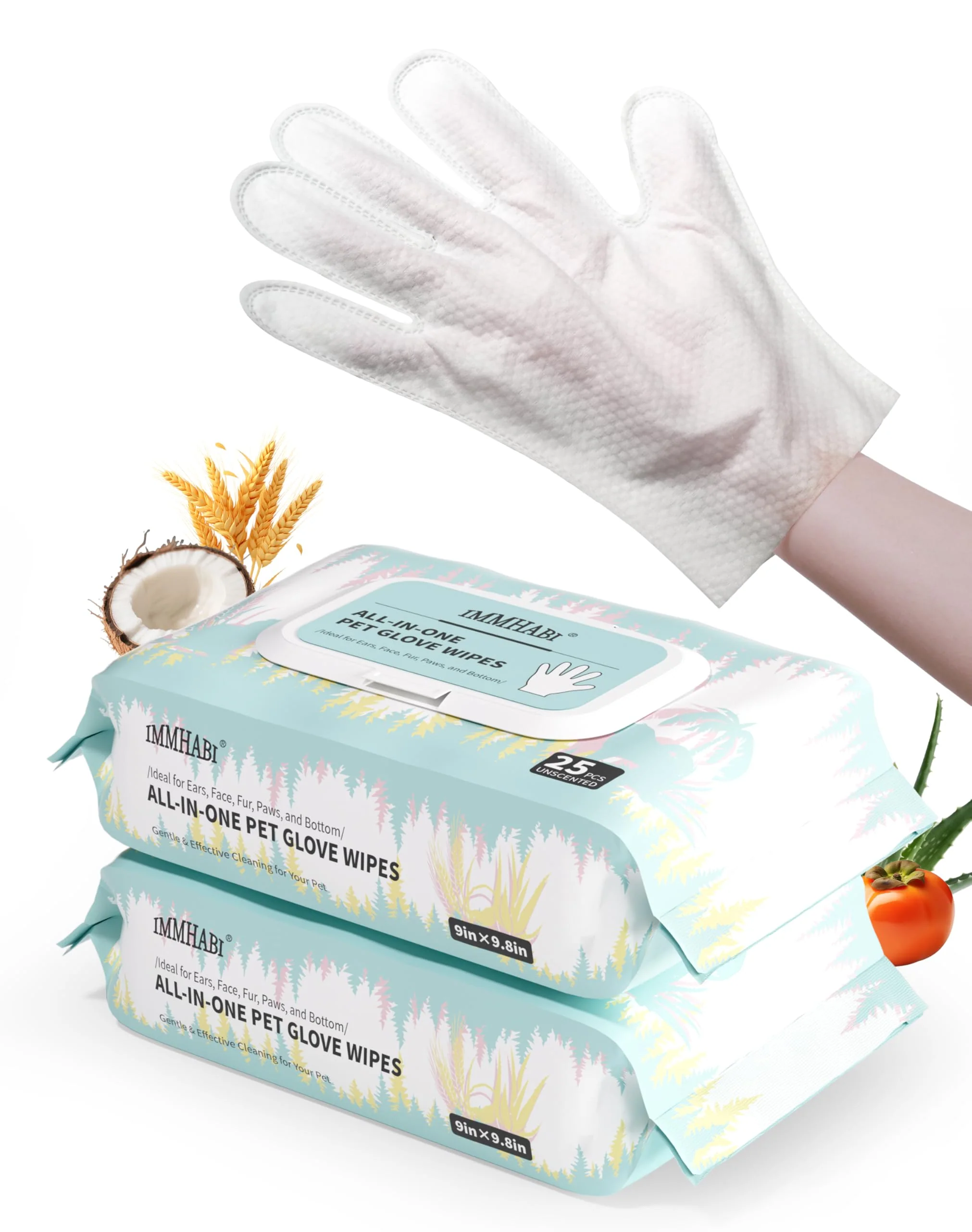 Relaxed IMMHABI 50 PCS Pet Glove Wipes – Large Puppy Wipes for Dogs Cats Gentle Cleaning Deodorizing Enhanced
