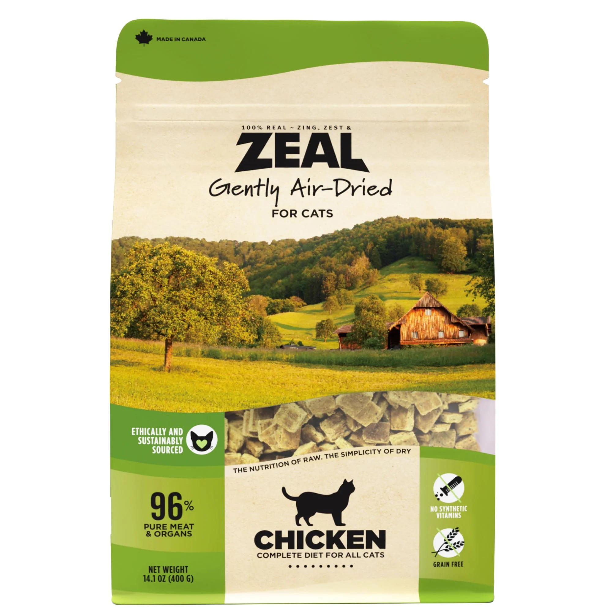 Consistent ZEAL Canada Air-Dried Cat Food Chicken Recipe – High Protein Grain- Complete Balanced 14.1 oz World-Class
