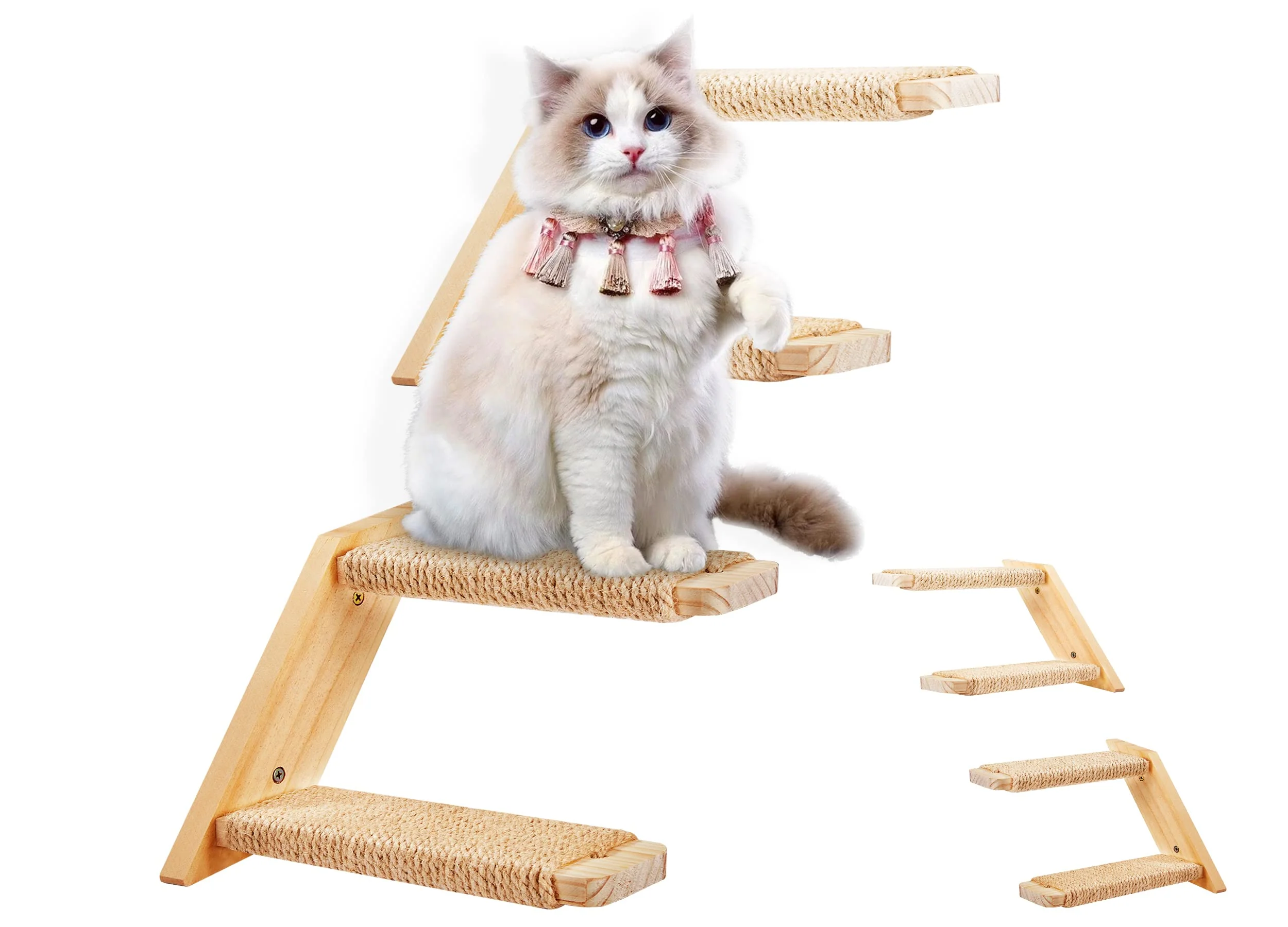 High-Performance PEL UMOZ Cat Climbing Stair Shelf — Wall-Mounted Reversible 2- or 4-Step Outstanding