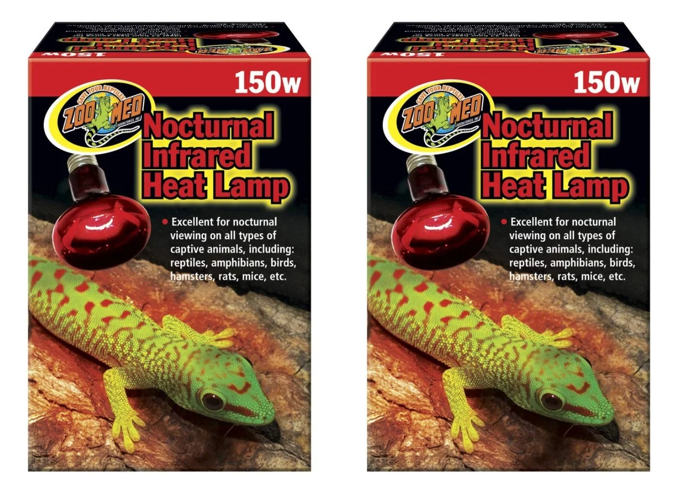 Clean Zoo Med 2-Pack Red Infrared Heat Lamp 150W – Night Heat for Reptiles Crafted