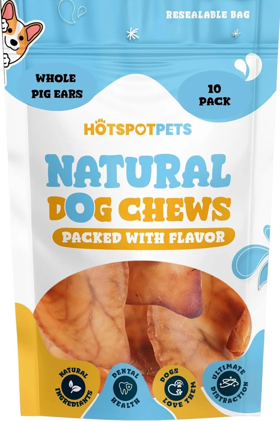 Fine Hotspot Pets Pig Ears for Dogs 10 Pack - All-Natural Single-Ingredient Chews Rawhide Trendy