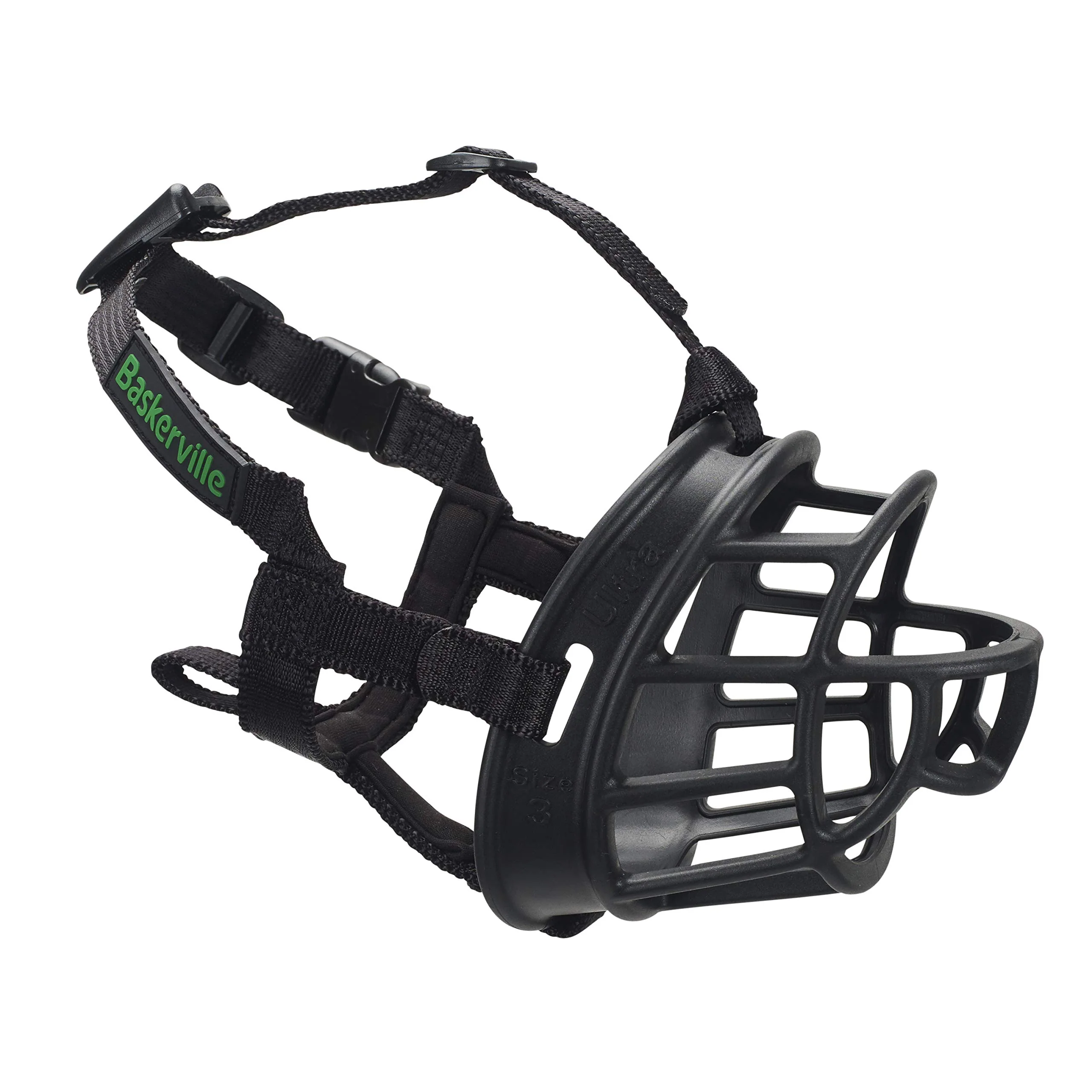 Casual Baskerville Ultra Muzzle Size 3 Black – Humane Breathable Adjustable Modern