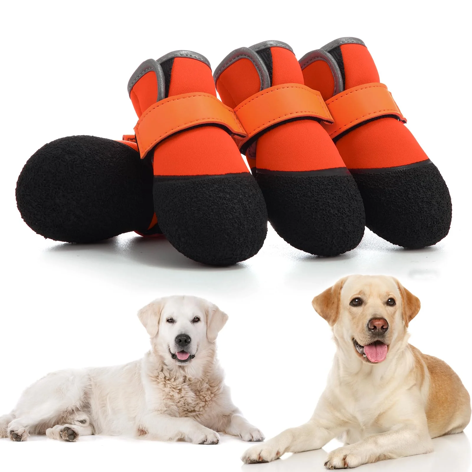 Trusted DOGOYS Dog Shoes for Medium to Large Dogs Non-Slip Waterproof Boots 4 Pcs Orange Expertly Made