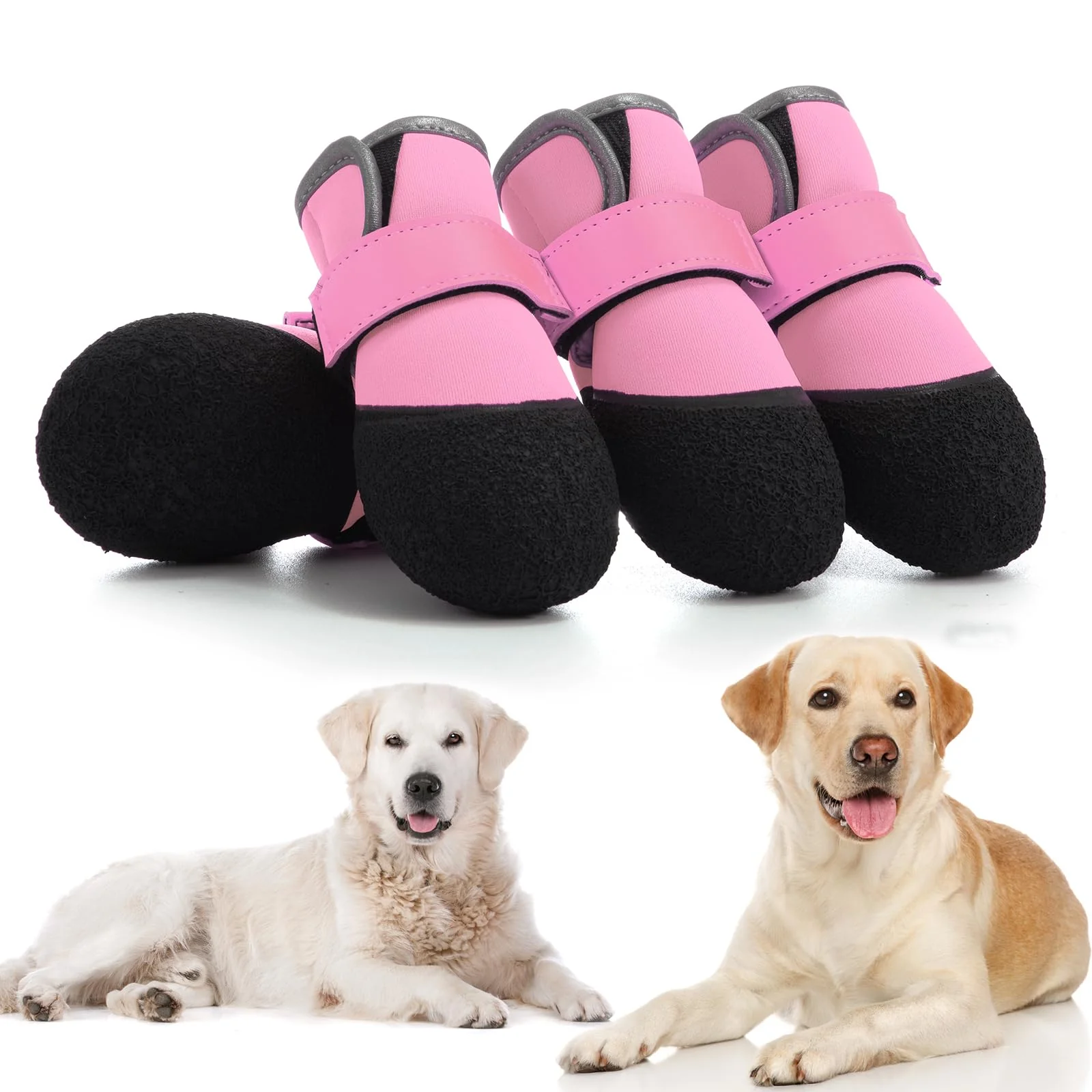 Advanced DOGOYS Dog Shoes Non-Slip Waterproof Boots for Medium to Large Dogs Pink – Rugged Sole Carefully Designed