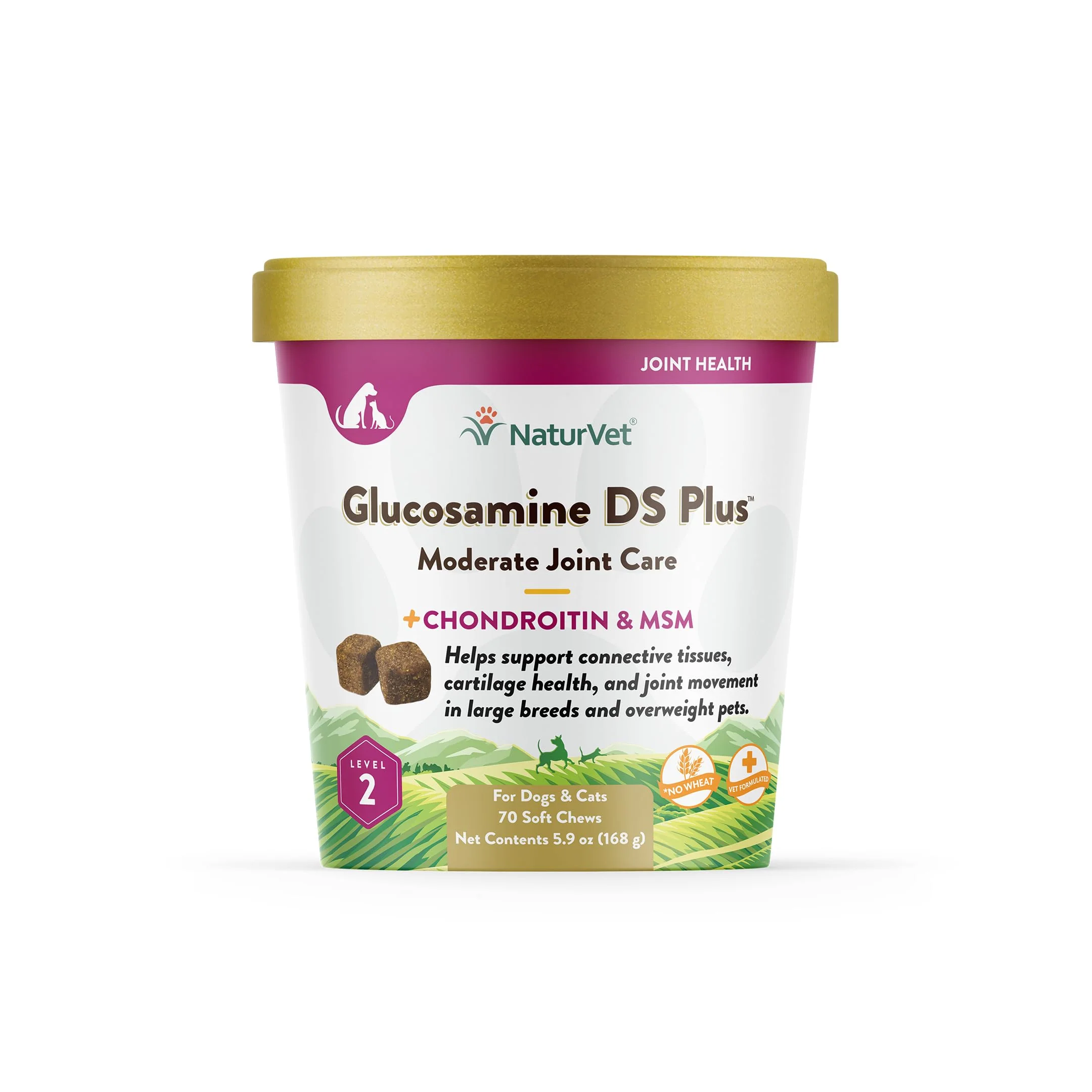 Advanced NaturVet Glucosamine DS Plus Level 2 Moderate Care – Joint Support for Dogs Cats 70 Soft Chews Breathable