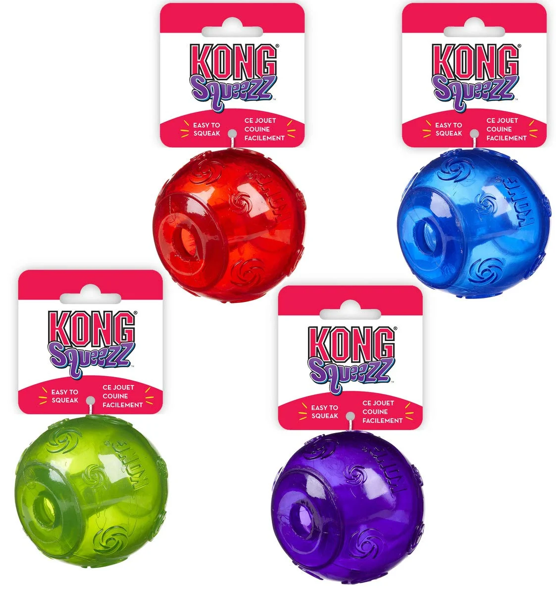 Clean KONG Dog Squeezz Ball Large 2 Pack – Assorted Jewel-Tone Colors Recyclable