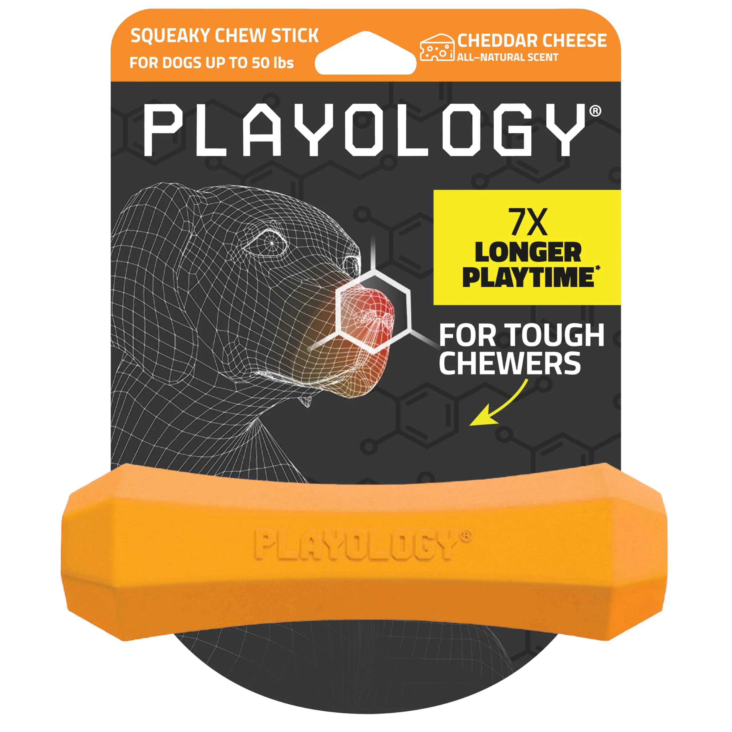 Advanced Playology Squeaky Chew Stick for Dogs — Medium Cheddar Cheese Scented Non-Toxic Easy to Clean Environmentally Friendly