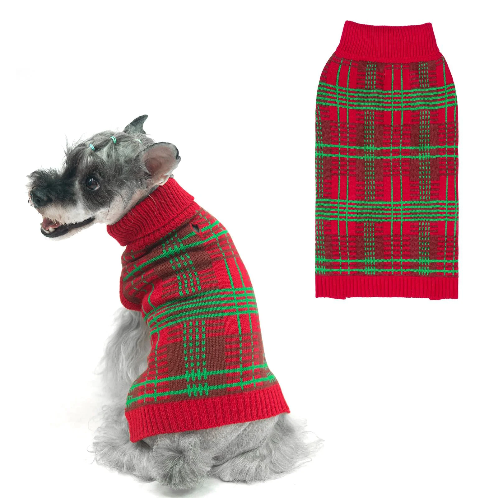 Healthy PUPTECK Dog Christmas Sweaters for All Sizes Plaid Winter Coat Warmth Advanced