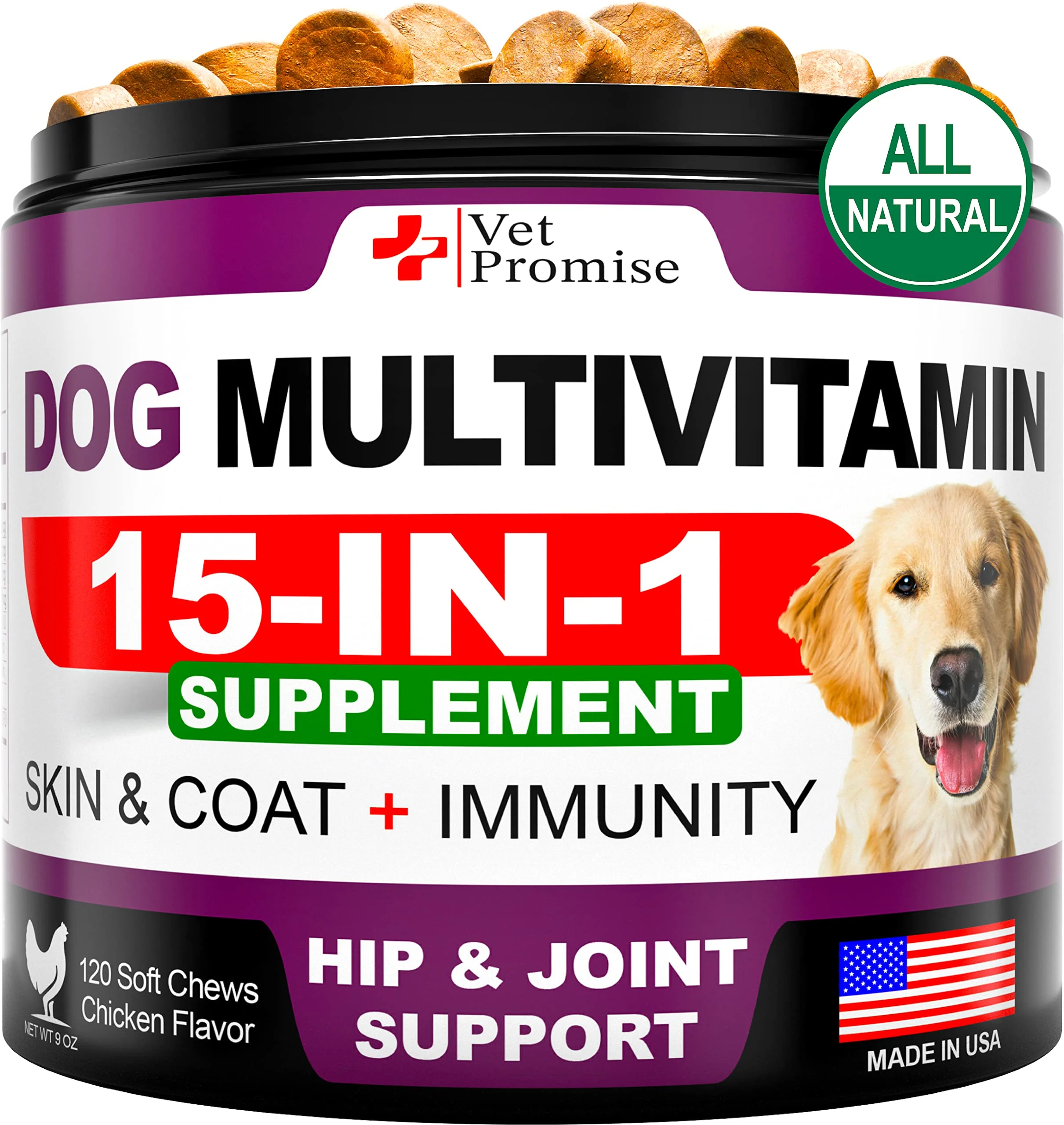 Quality Vet Promise Dog Multivitamin Chewables with Glucosamine – 120 Chews Joint Support Immunity Mobility Consistent