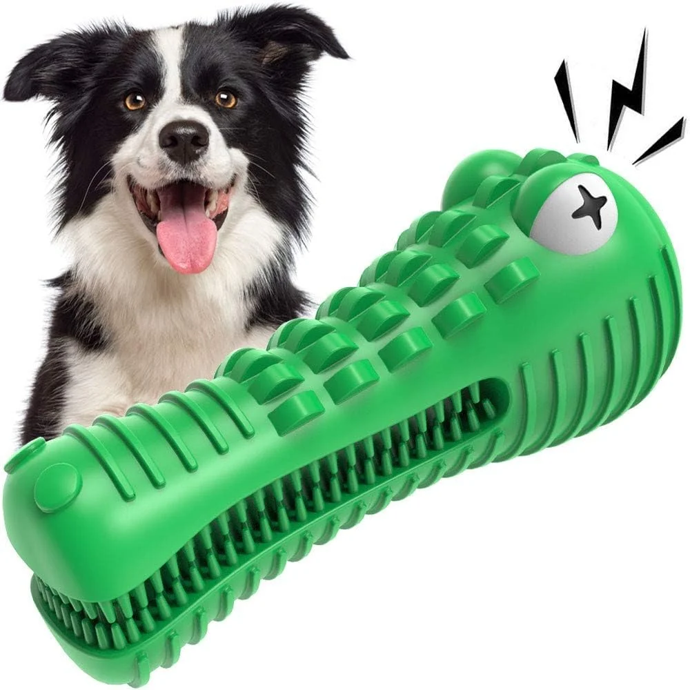 Eco-Friendly Cutiful Indestructible Gator Dog Toy for Aggressive Chewers Durable Squeaky Toothbrush Chew Toy Selected