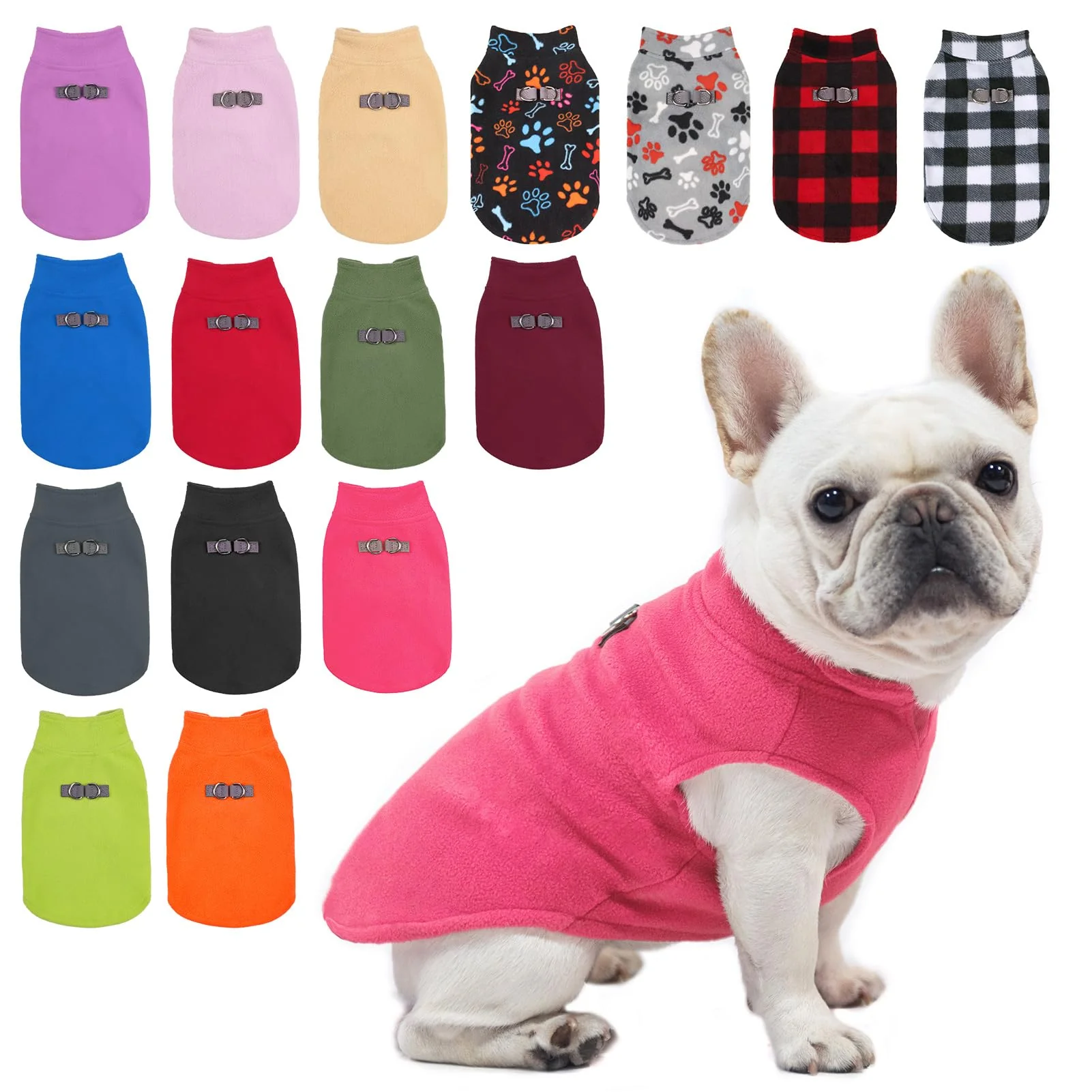 Certified BEAUTYZOO Rose Fleece Dog Vest Winter Coat for Small Medium Dogs with D-Rings Stylish
