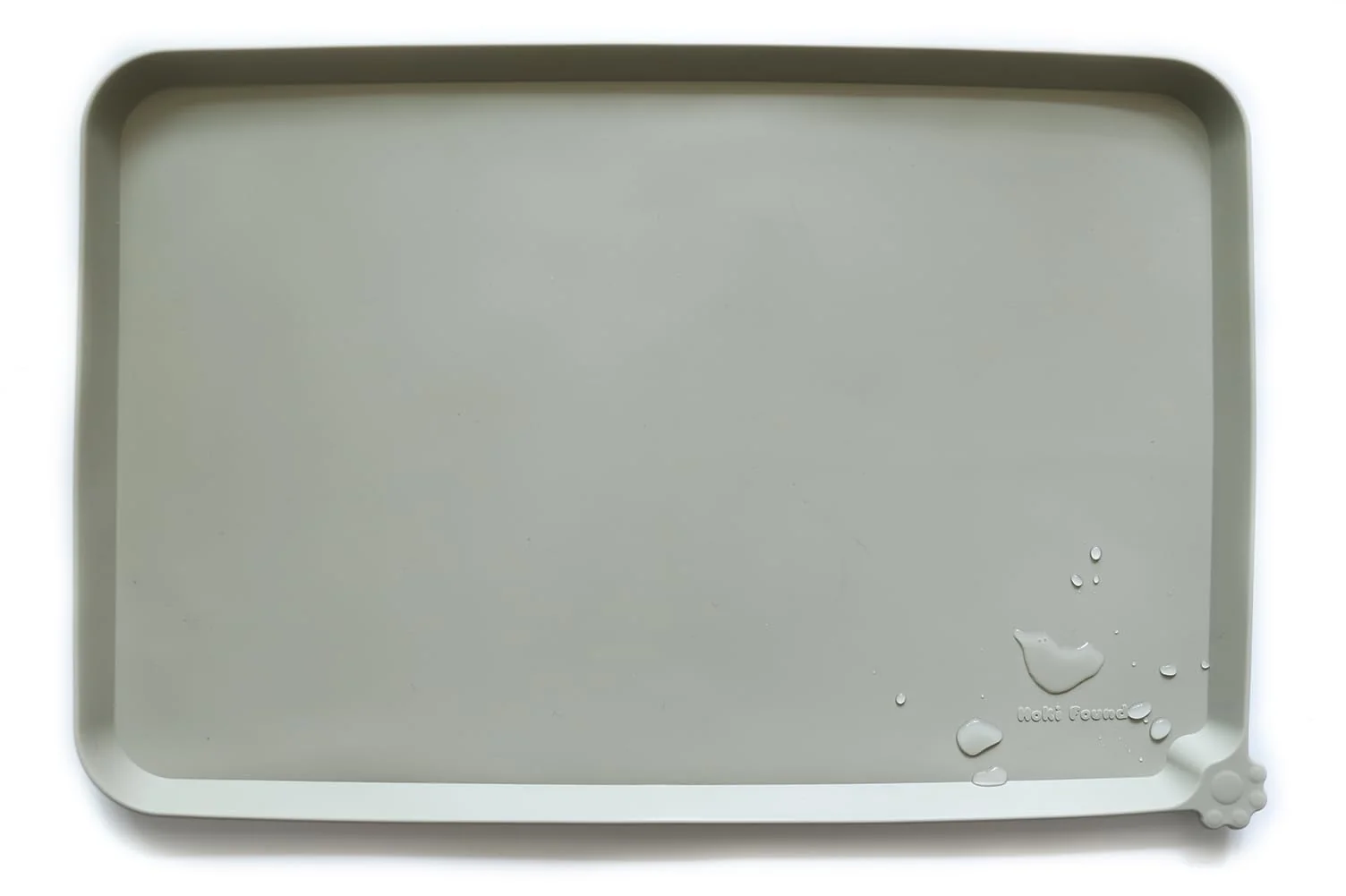 Next-Generation Hoki Found Silicone Pet Food Tray – Non-Slip Feeding Mat 19 x 12 in Cream Green Recyclable