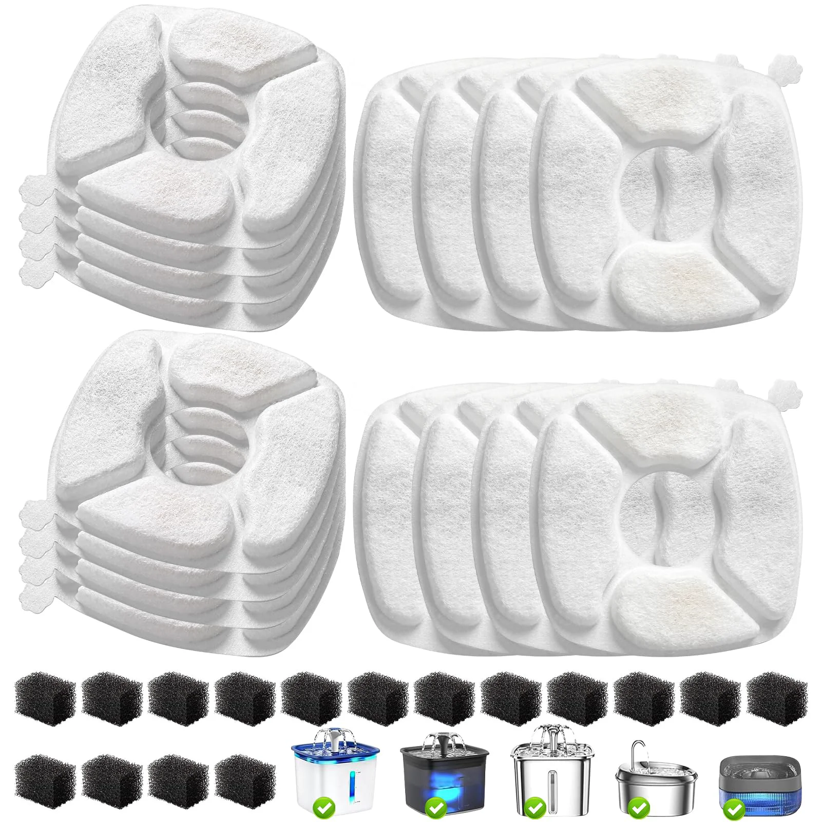 Expertly Made VANVE 32 Pcs Cat Fountain Filters 16 Filters 16 Sponges for 95oz 135oz 67oz Fountains Premium