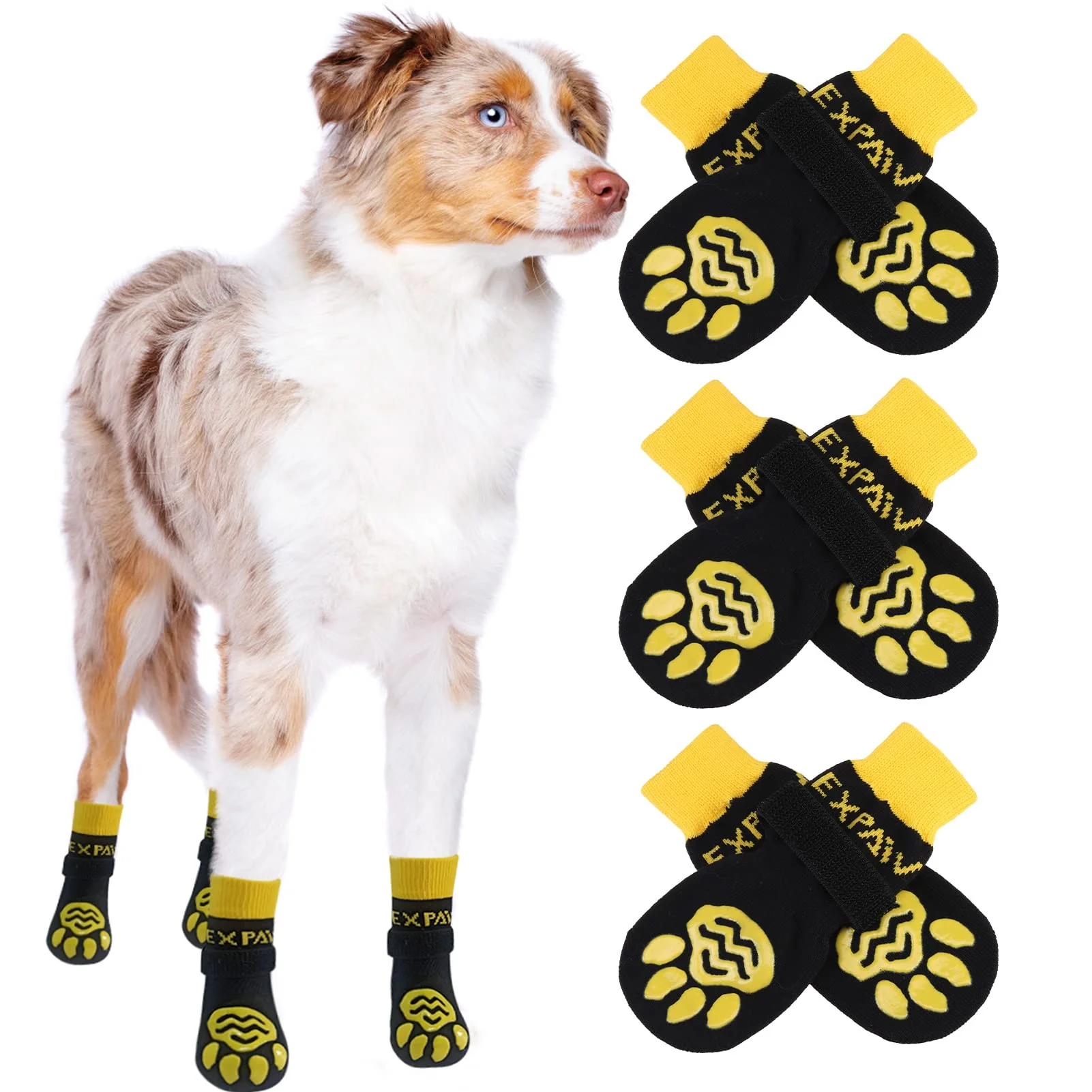 High-End EXPAWLORER 6PCS Anti-Slip Dog Socks – Traction Paw Protection on Hardwood Floors Secure