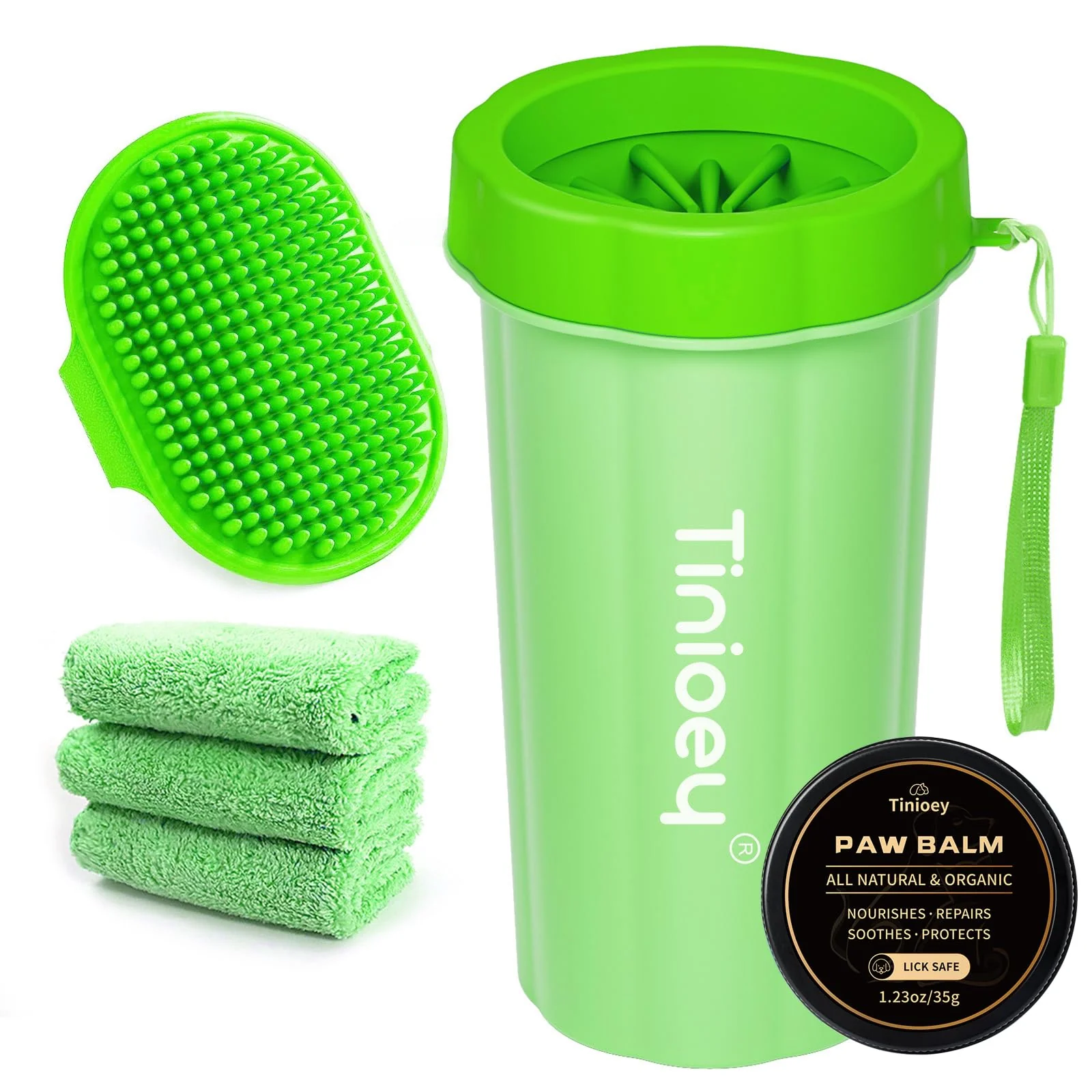 Comfortable Tinioey Paw Cleaner for Large Dogs – 3 Towels Bath Brush Kit Reusable