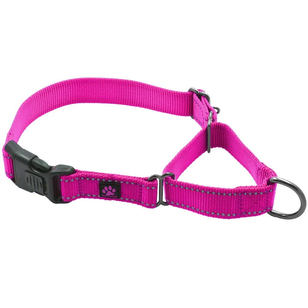 Functional Max and Neo Nylon Martingale Collar – Pink 1 Wide Reflective 1-for-1 Rescue Donation Easy-to-Use