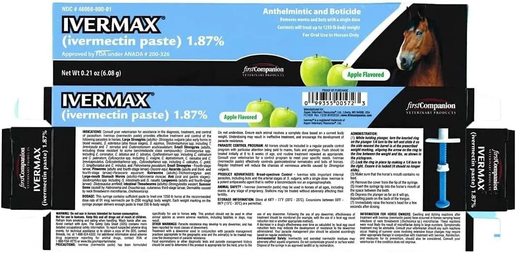 Casual First Companion Ivermax Equine Paste 6.08g – 1 Pack Blue Expertly Made